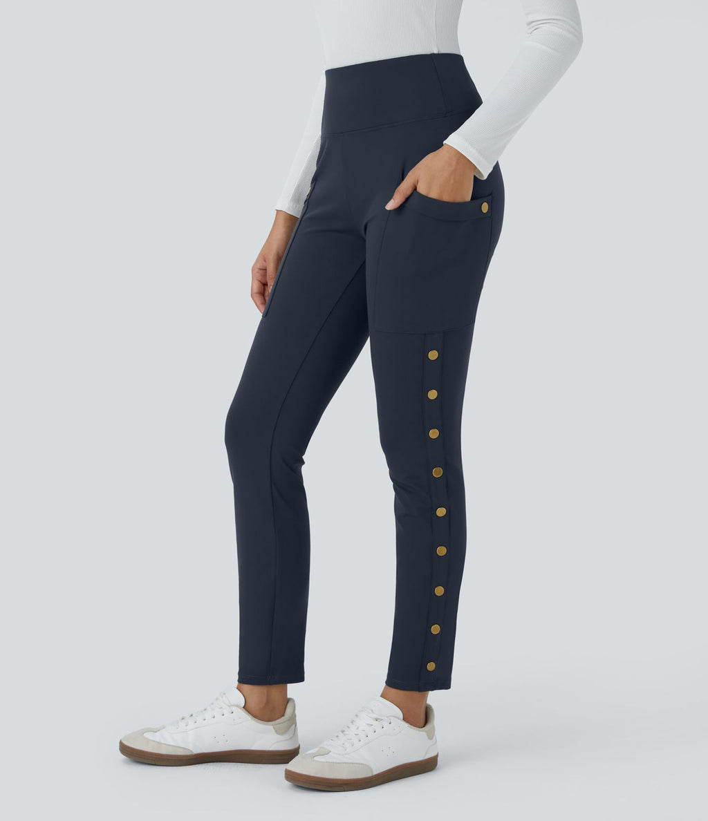 Pantalon taille haute ajusté longueur cheville avec poches décoratives DayStretch