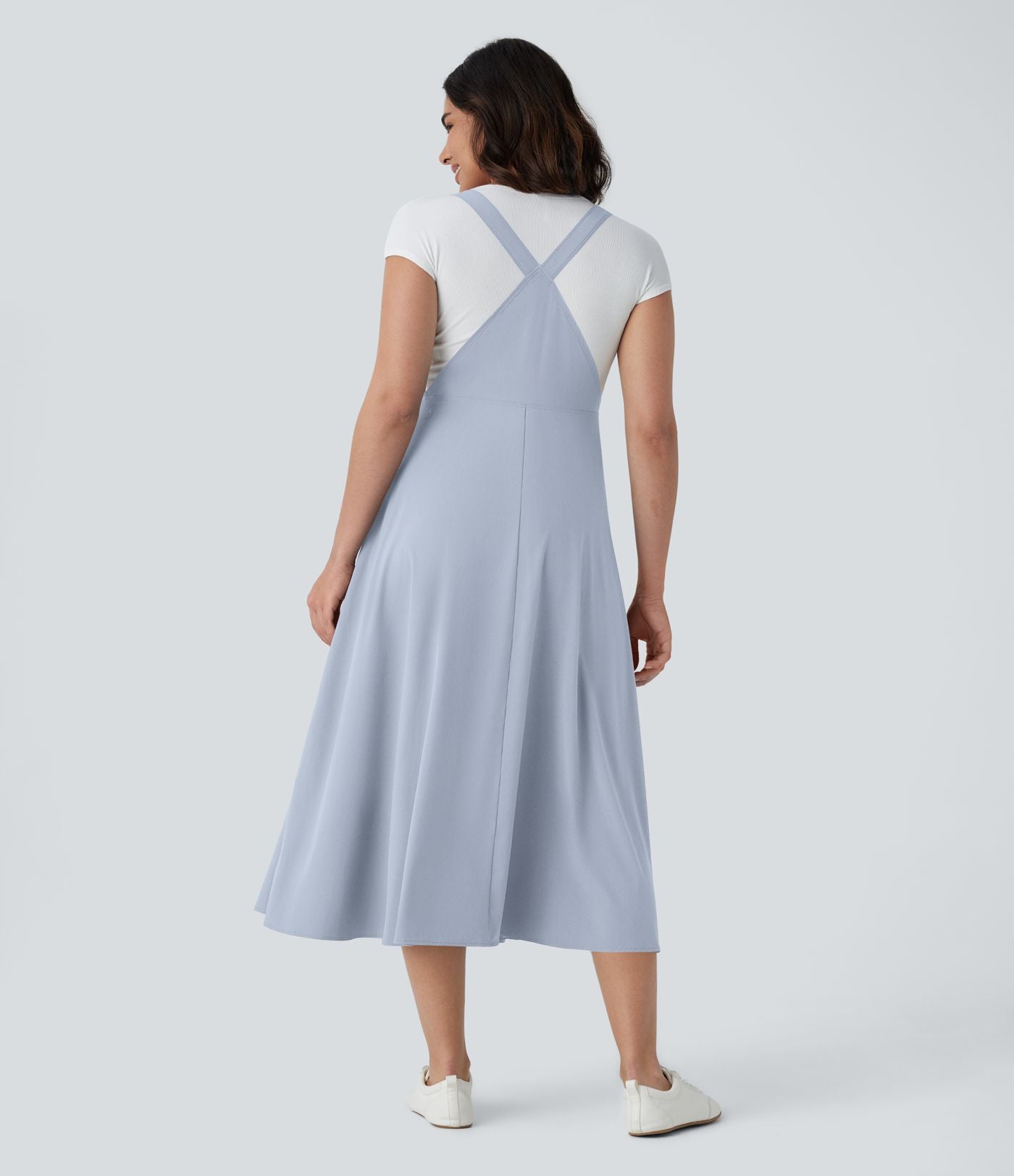 Robe mi-longue décontractée fluide Breezeful™ séchage rapide avec bretelles ajustables, boutons et poches multiples