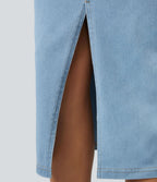Halara Flex™ Jupe en Jean Midi Casual Tricot Extensible Taille Haute Poches Multiples