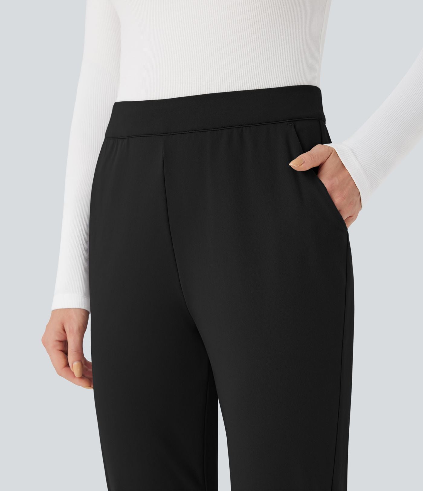 Pantalon de travail ajusté 7/8 repliable taille haute avec cordon de serrage Halara Flex™ DayStretch avec poches