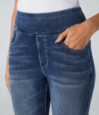 Leggings 7/8 décontractés en denim taille haute avec poches Halara Flex™