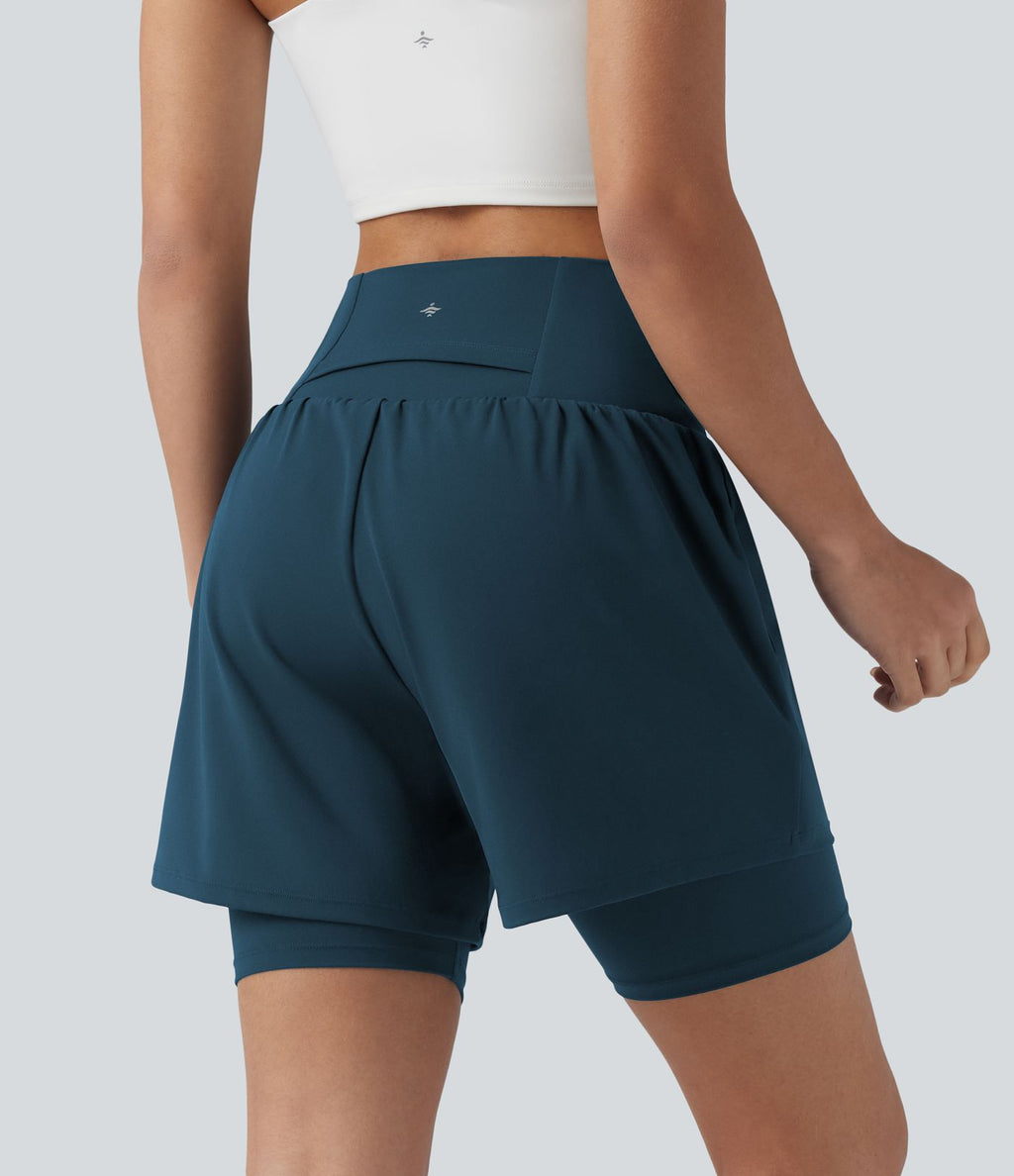 Short de yoga SoftlyZero™ Airy 2-en-1 taille ultra-haute effet frais InstantCool 17,5 cm avec poches