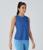 Top Débardeur Yoga Uni à Ourlet Croisé et Découpe