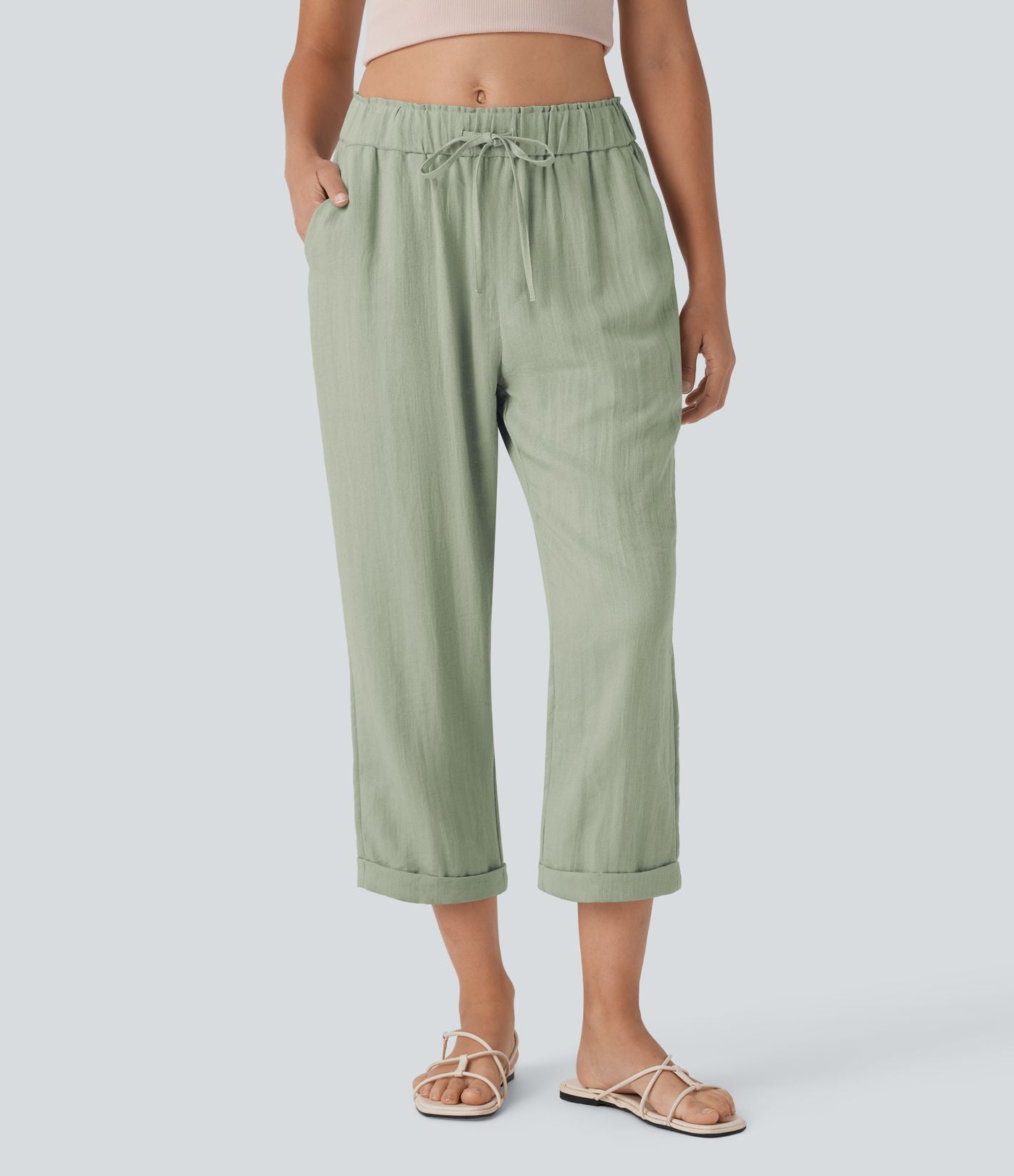 Jogging fuselé taille mi-haute à cordon avec poches