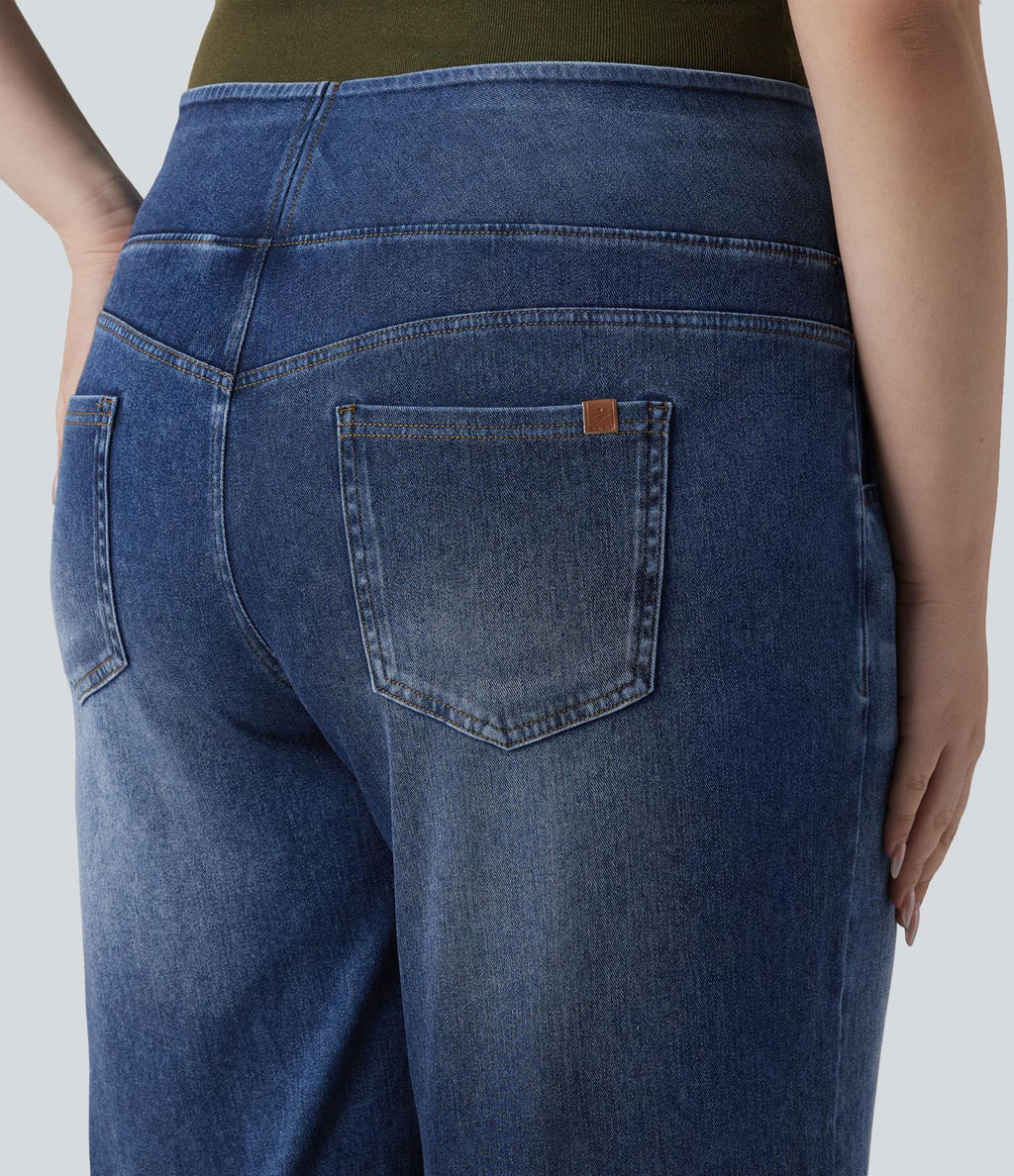 Halara Flex™ Jean large décontracté grande taille taille mi-haute en lyocell lavé avec poches
