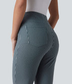 Pantalon de travail Halara Flex™ évasé à rayures, taille haute, avec poches