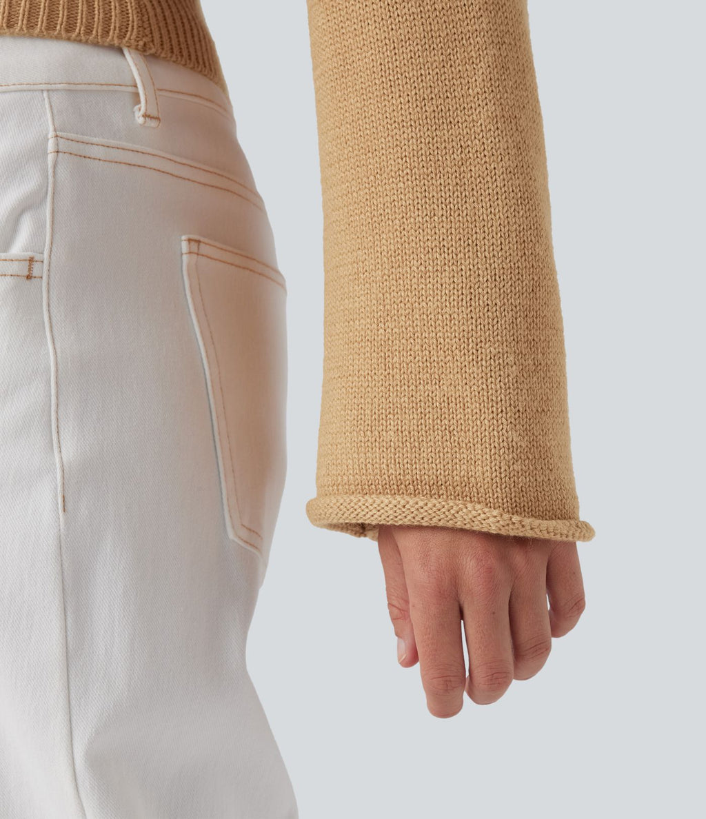 Pull décontracté à col asymétrique et manches longues