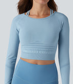 OneForm Seamless Flow Top de sport 2-en-1 court yoga à manches longues raglan