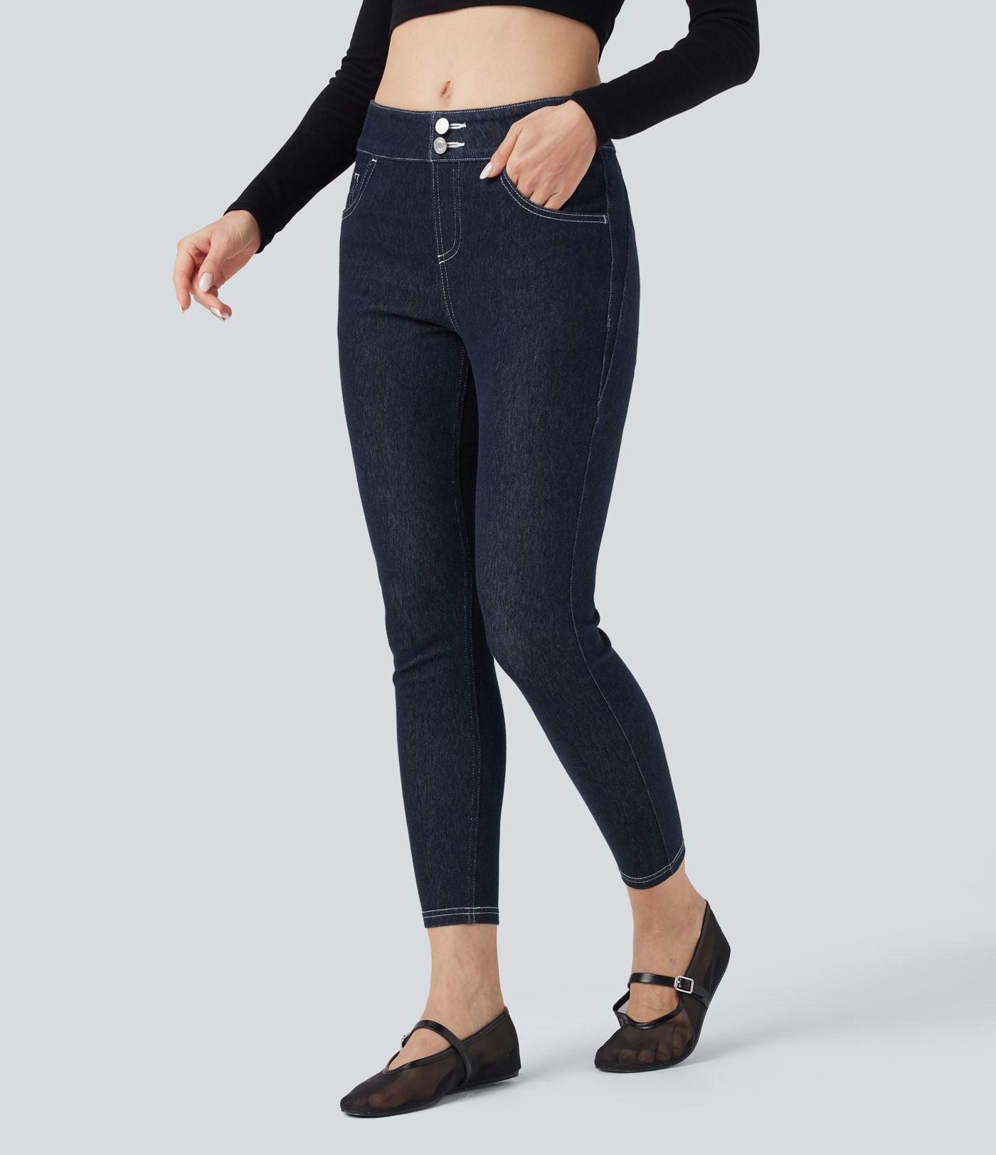 Legging denim Halara Flex™ 7/8 taille mi-haute avec poches