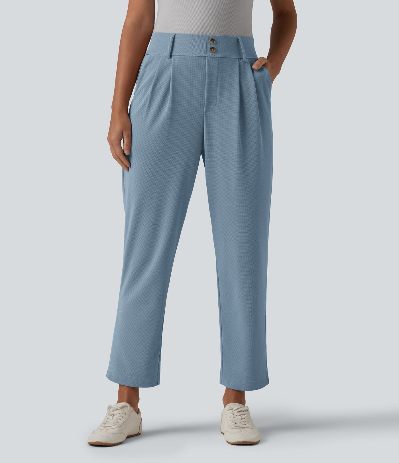 Halara Flex™ Pantalon tailleur fuselé taille haute en tissu gaufré avec poches