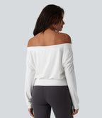 Haut de sport yoga épaules dénudées manches longues oversize effet frais InstantCool séchage rapide