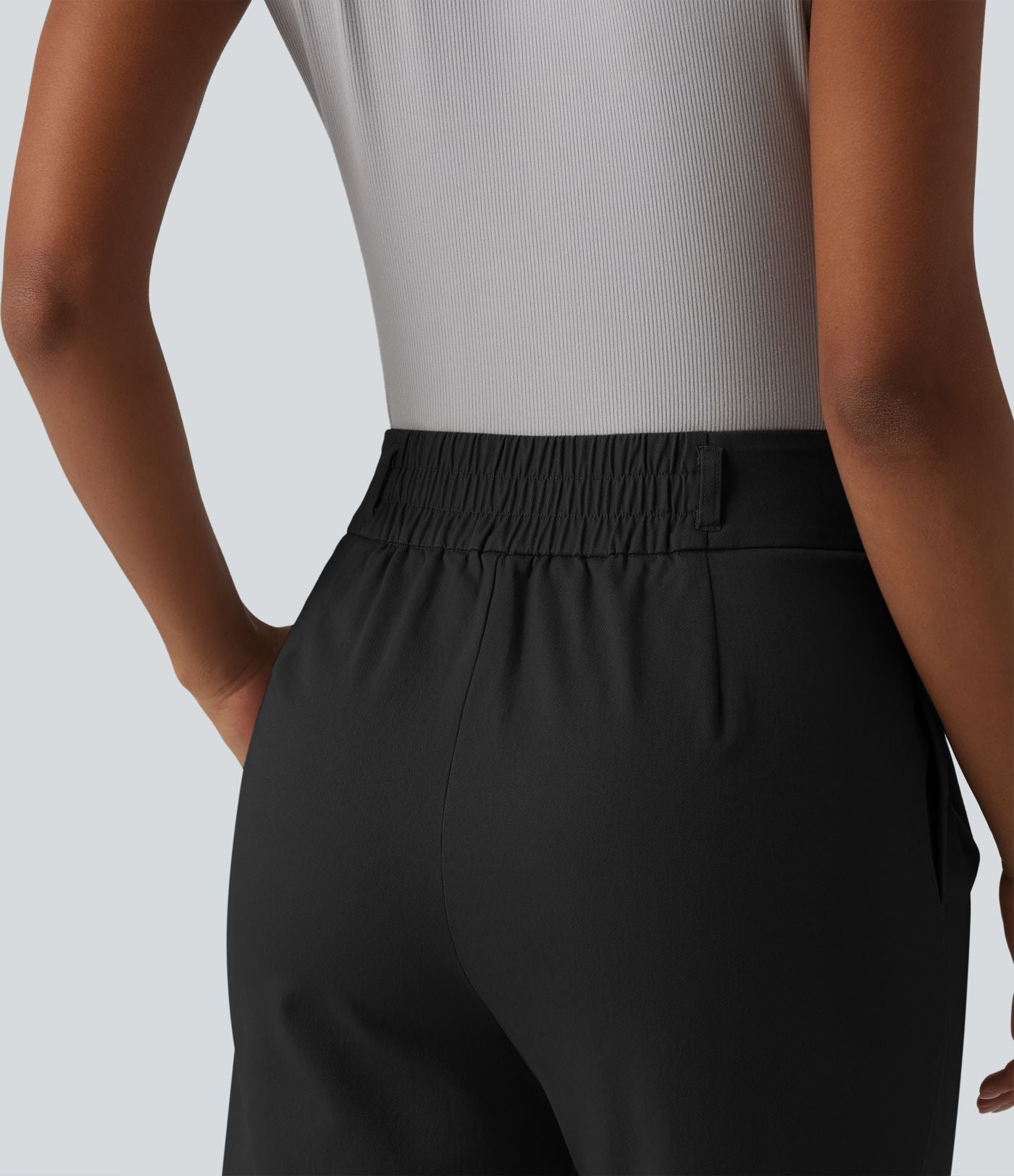 Short tailleur chino droit en coton taille haute à poches