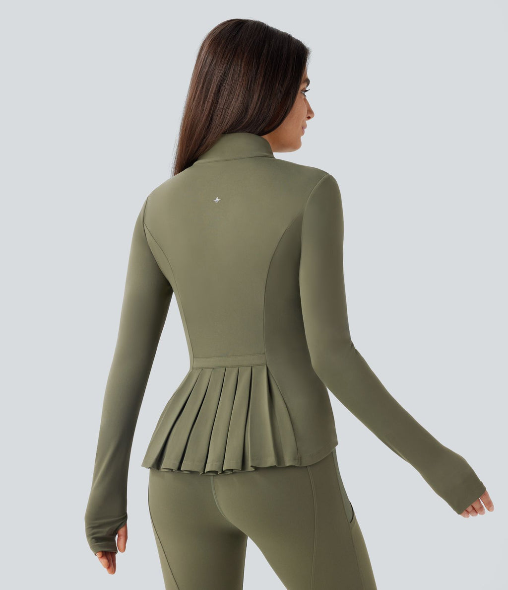 Veste d'équitation ajustée Softlyzero™ avec col montant, passe-pouces, poches, plis et fermeture éclair - Protection UPF50+