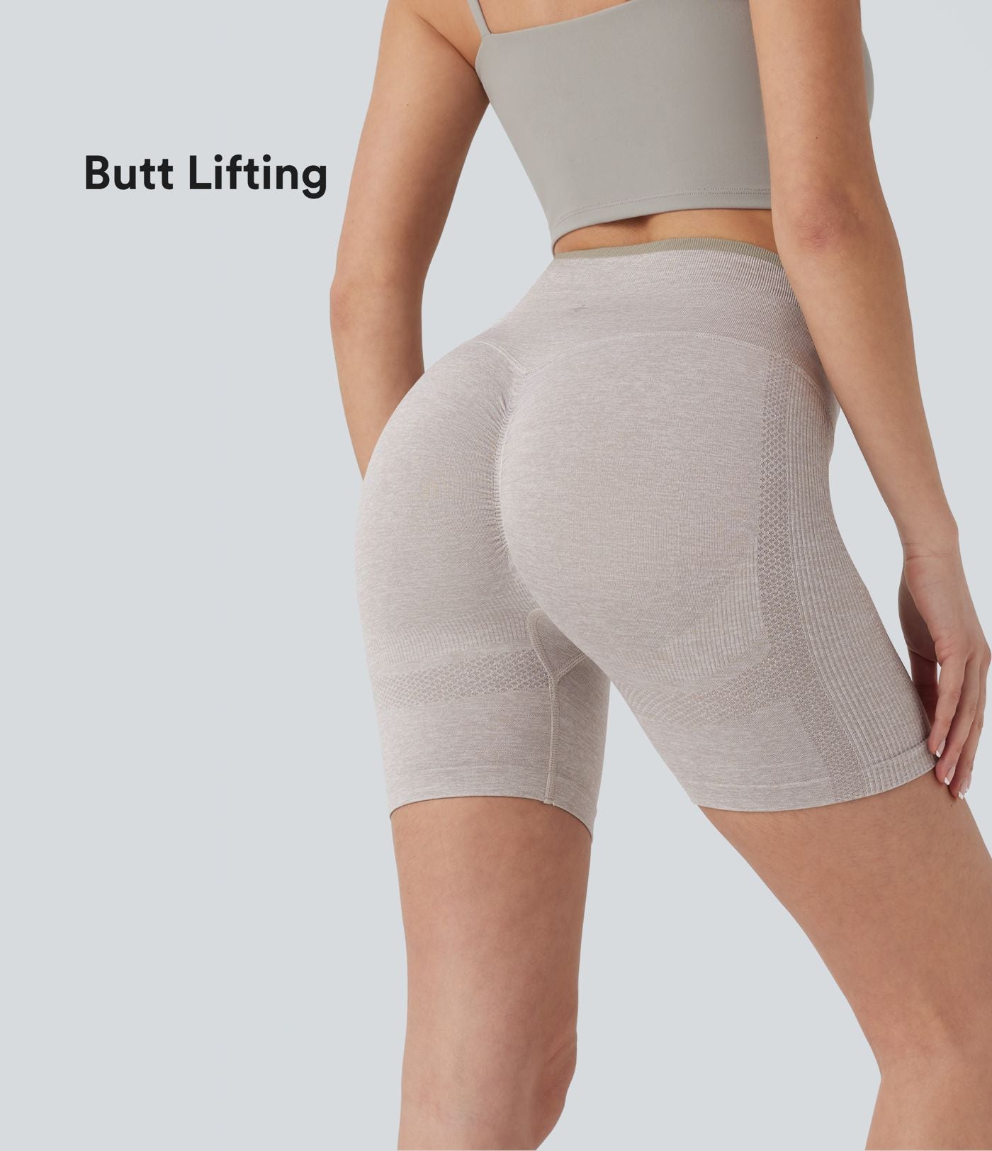 Short cycliste yoga 12,5 cm effet push-up taille haute froncé sans couture OneForm Seamless Flow