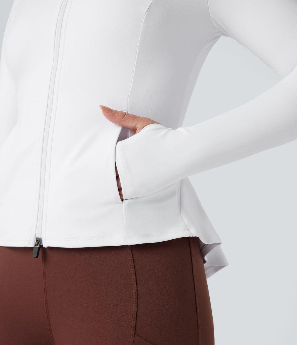 Veste ajustée col montant zippée avec passants pouces et ourlet à volants DayStretch avec poches