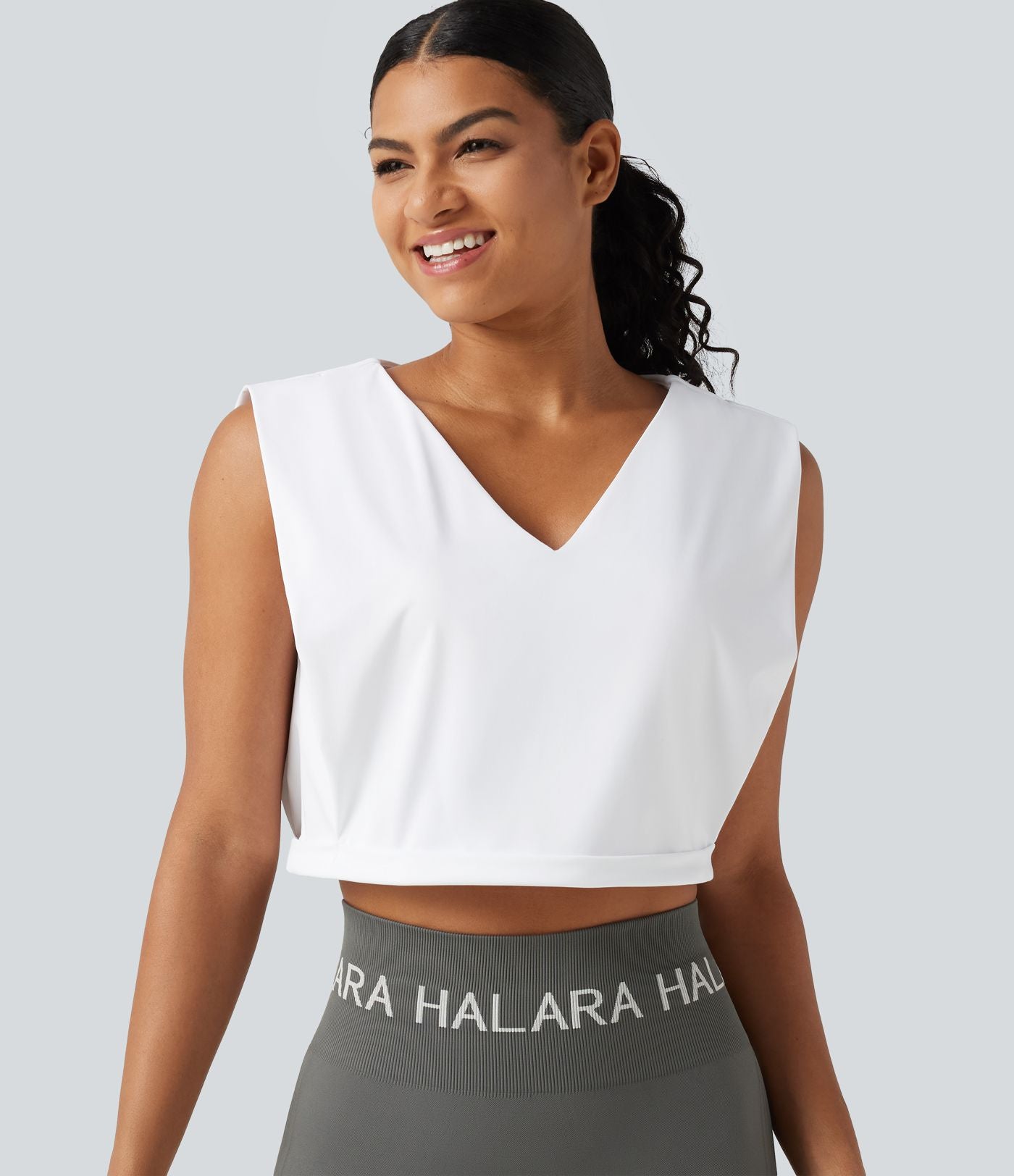 Débardeur yoga crop top SoftlyZero™ Airy col V toucher frais, protection solaire UPF50+