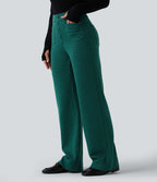 Halara Flex™ Pantalon tailleur pied-de-poule coupe droite taille haute avec poches