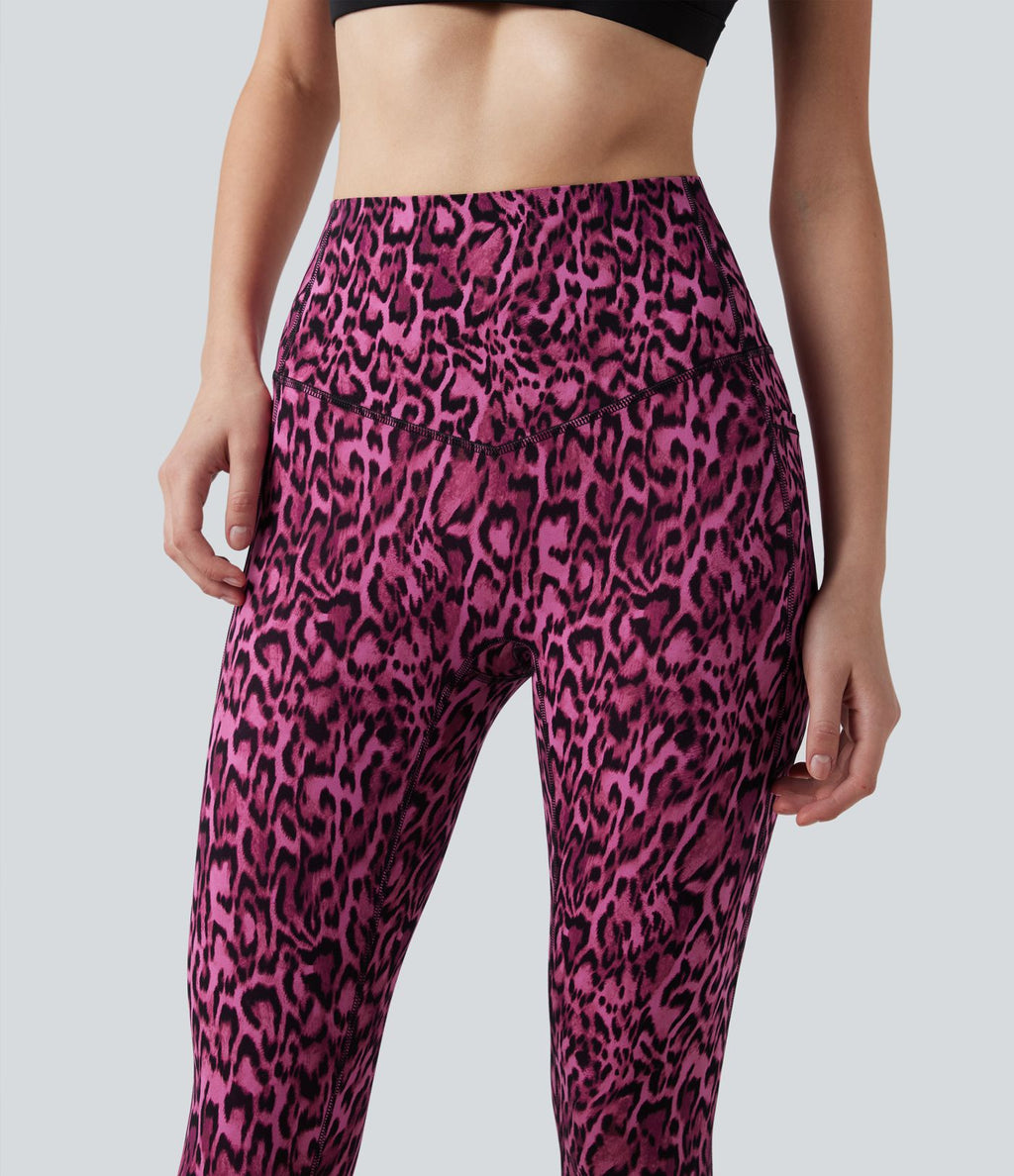 Legging de yoga gainant taille haute imprimé léopard avec poches Halara UltraSculpt™