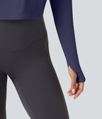 Top de sport yoga SoftlyZero™ QuickDry 2-en-1 dos nu torsadé manches longues avec trous pouces