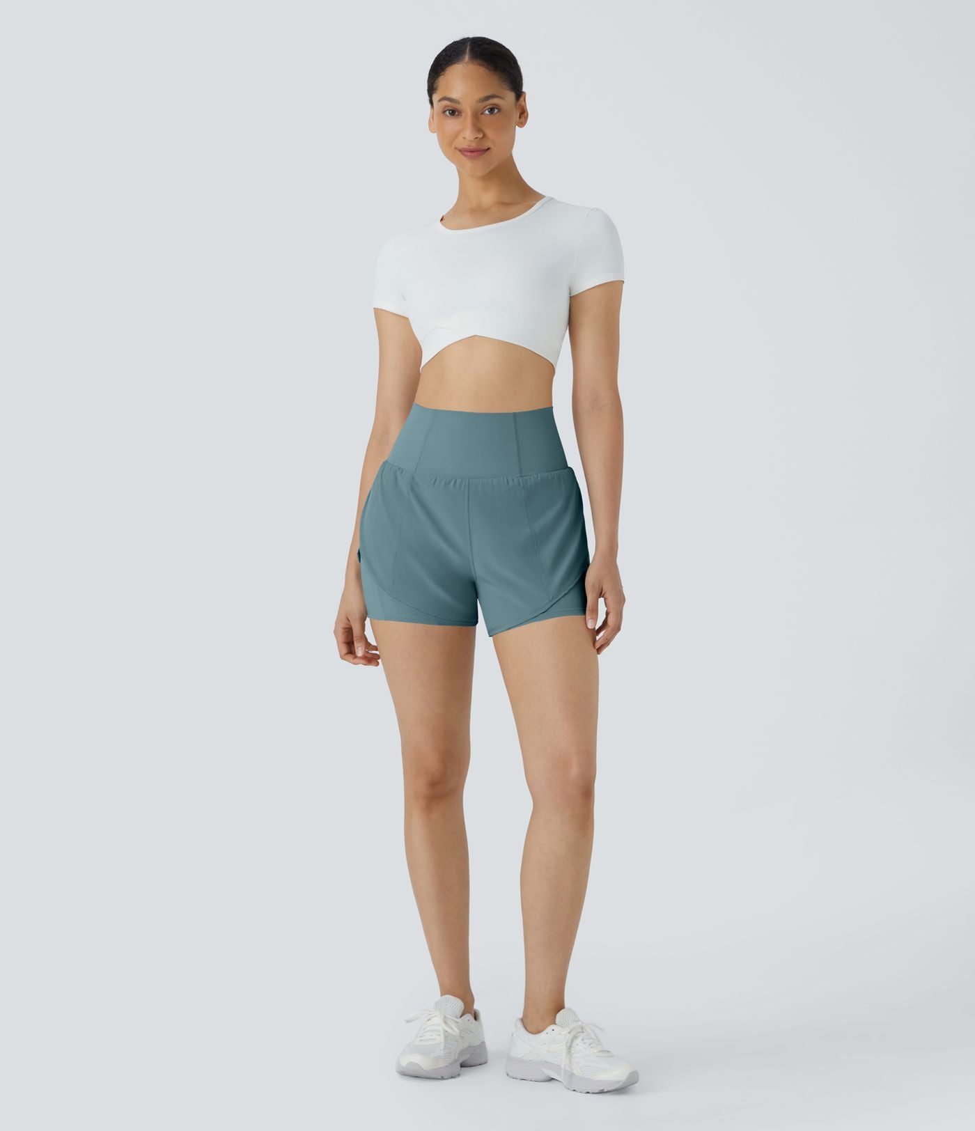 Breezeful™ Short 8,8cm Yoga Séchage Rapide 2 en 1 Taille Super Haute Ourlet Courbé Poches Latérales