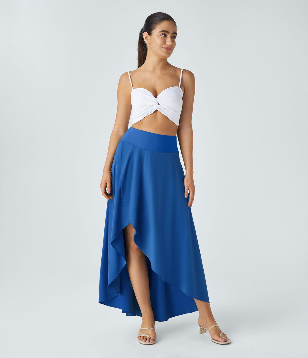 Jupe Longue Casual Breezeful™ Taille Haute à Volants 2en1 Fluide Sèchement Rapide Quotidien Maxi
