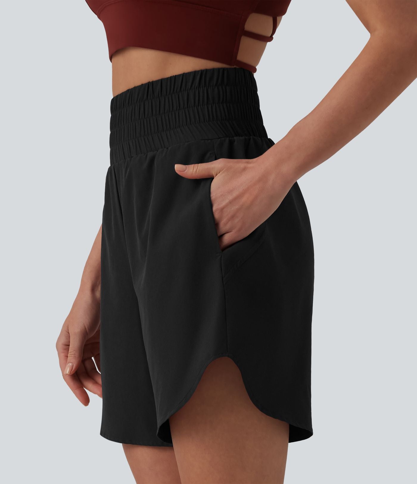 Breezeful™ Short running 2-en-1 séchage rapide taille haute à ourlet arrondi 17,5 cm avec poches