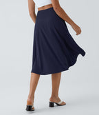 Breezeful™ Jupe Danse Fluide 2-en-1 à Taille Haute Volants Asymétriques Haut-Bas et Séchage Rapide
