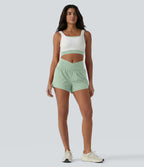 Short de yoga 2-en-1 SoftlyZero™ Airy croisé taille haute 7,5 cm effet frais InstantCool avec poches