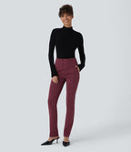 Halara Flex™ Pantalon tailleur Cintrés à Taille Haute avec Boutons Décoratifs Poches Latérales et Imprimé Pied-de-Poule
