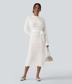 Robe pull midi manches longues avec ceinture