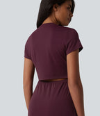 Robe casual mi-longue col rond à manches courtes avec découpe
