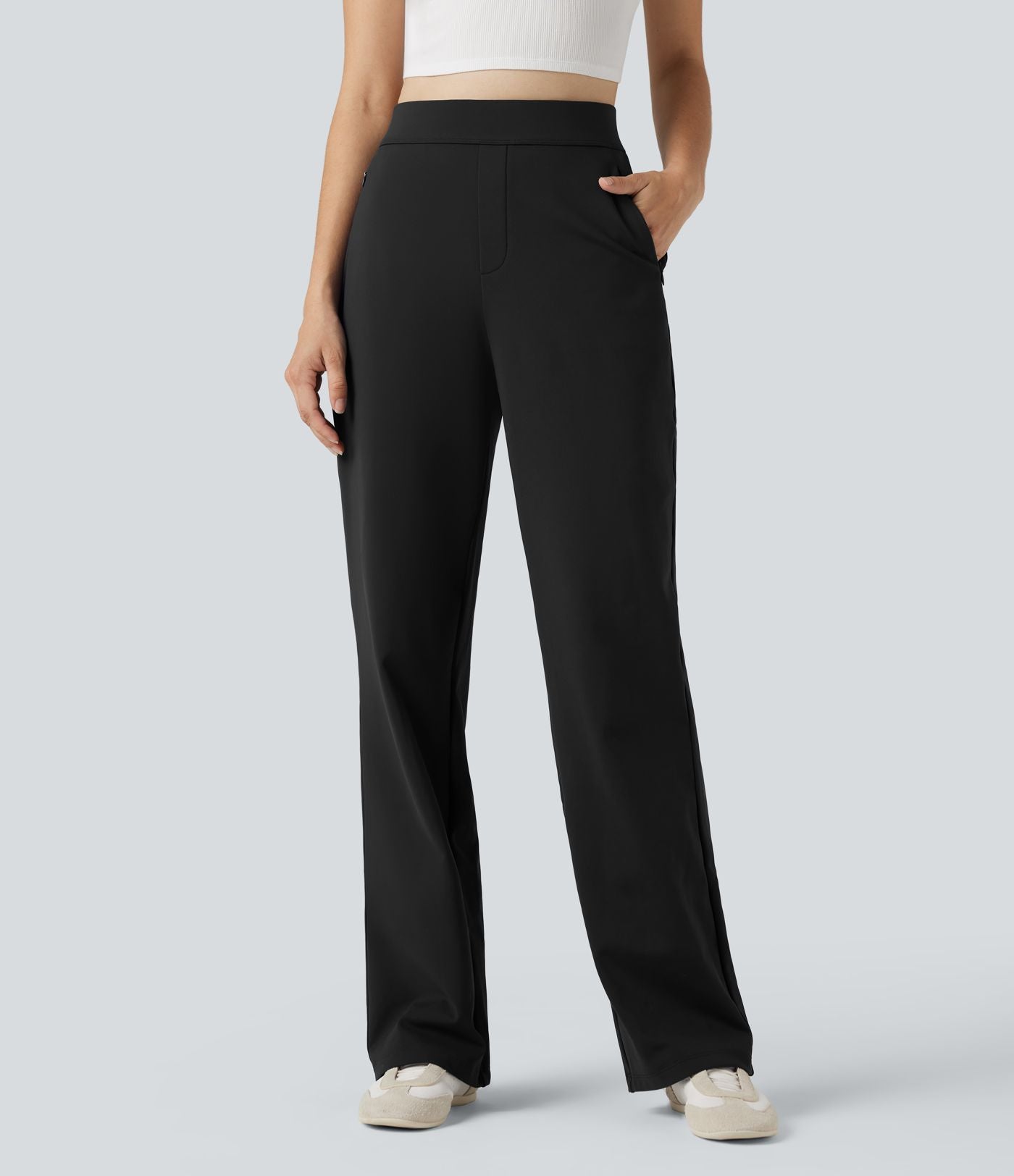 Pantalon coupe droite SoftlyZero™ Plush thermique taille haute avec poches zippées
