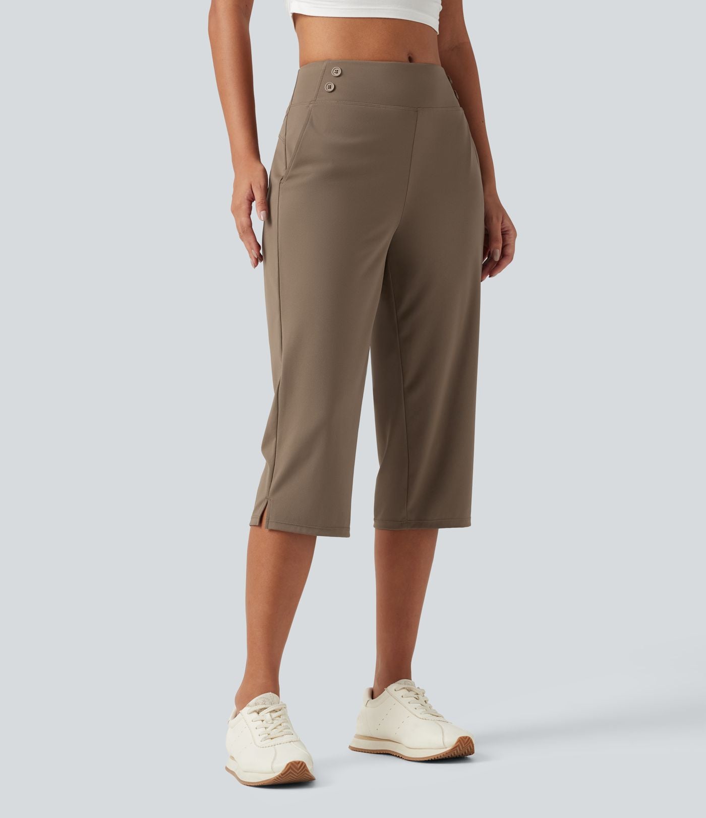 Pantalon de golf capri taille mi-haute avec poches, séchage rapide, protection solaire UPF 40+