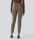 Halara Flex™ Pantalon skinny tailleur taille haute à motif pied-de-poule avec poches arrière