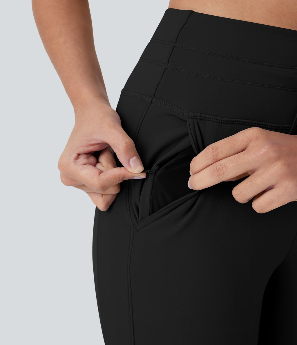 Pantalon corsaire jogging de yoga Softlyzero™ moelleux, taille haute à cordon avec poches latérales