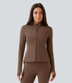 Veste d'équitation ajustée Softlyzero™ avec col montant, passe-pouces, poches, plis et fermeture éclair - Protection UPF50+