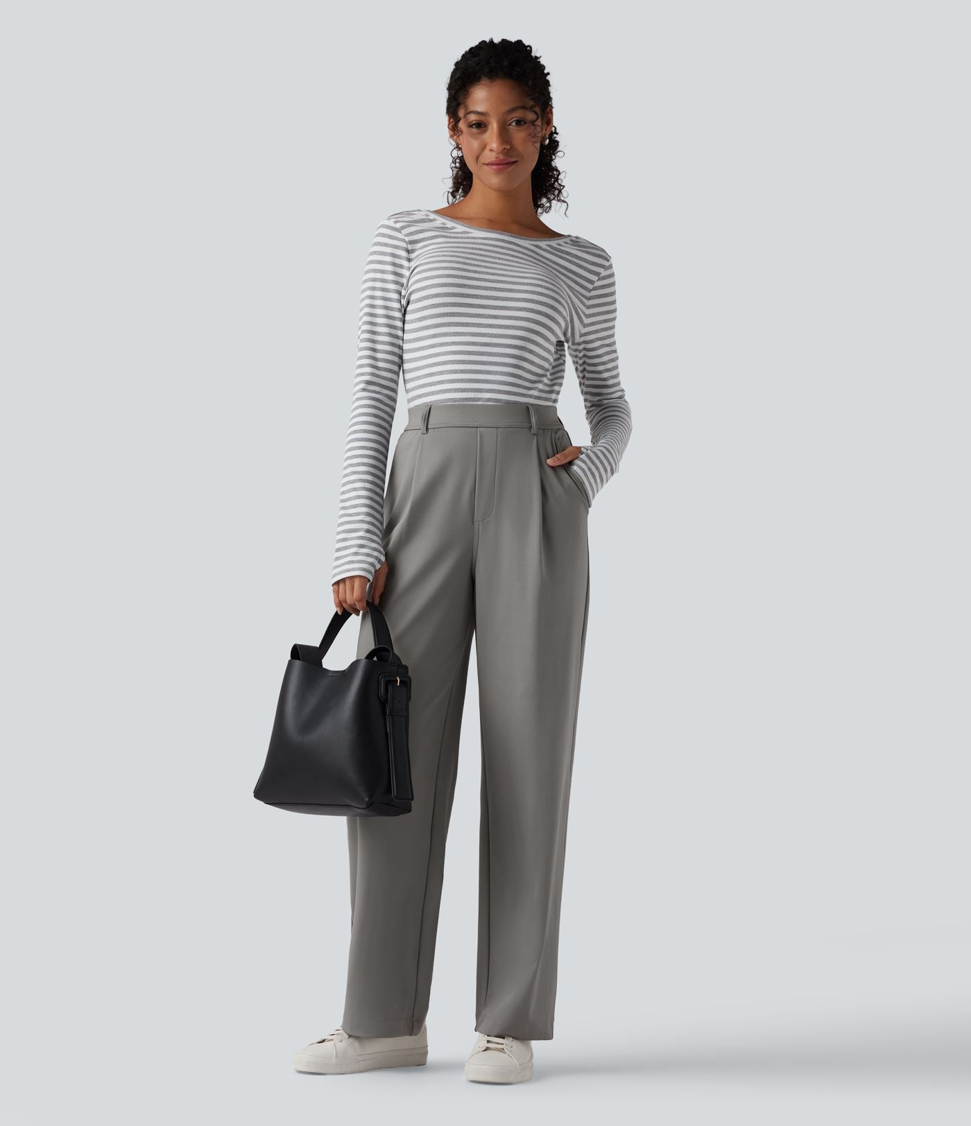 Pantalon tailleur jambes droites slim taille haute Halara Flex™ DayStretch avec poches