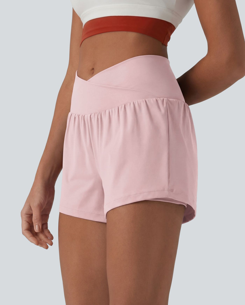 Short de yoga 2-en-1 SoftlyZero™ Airy croisé taille haute 7,5 cm effet frais InstantCool avec poches