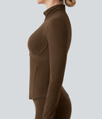 Veste de yoga Halara UltraSculpt™ col montant push-up manches longues à trous pouces avec poches