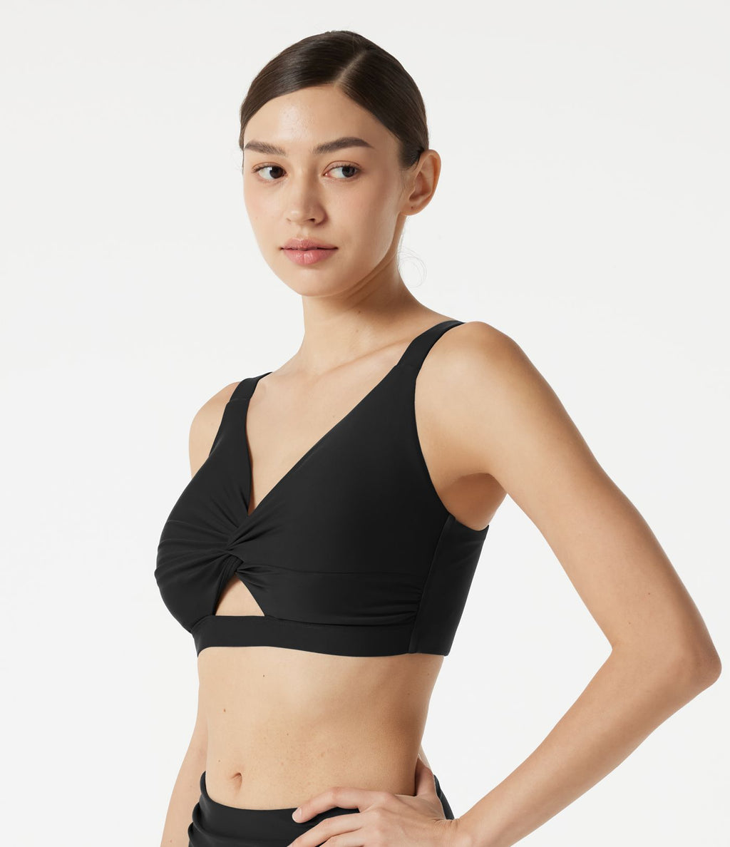 Haut de bikini push-up à décolleté en V plongeant avec brassière intégrée