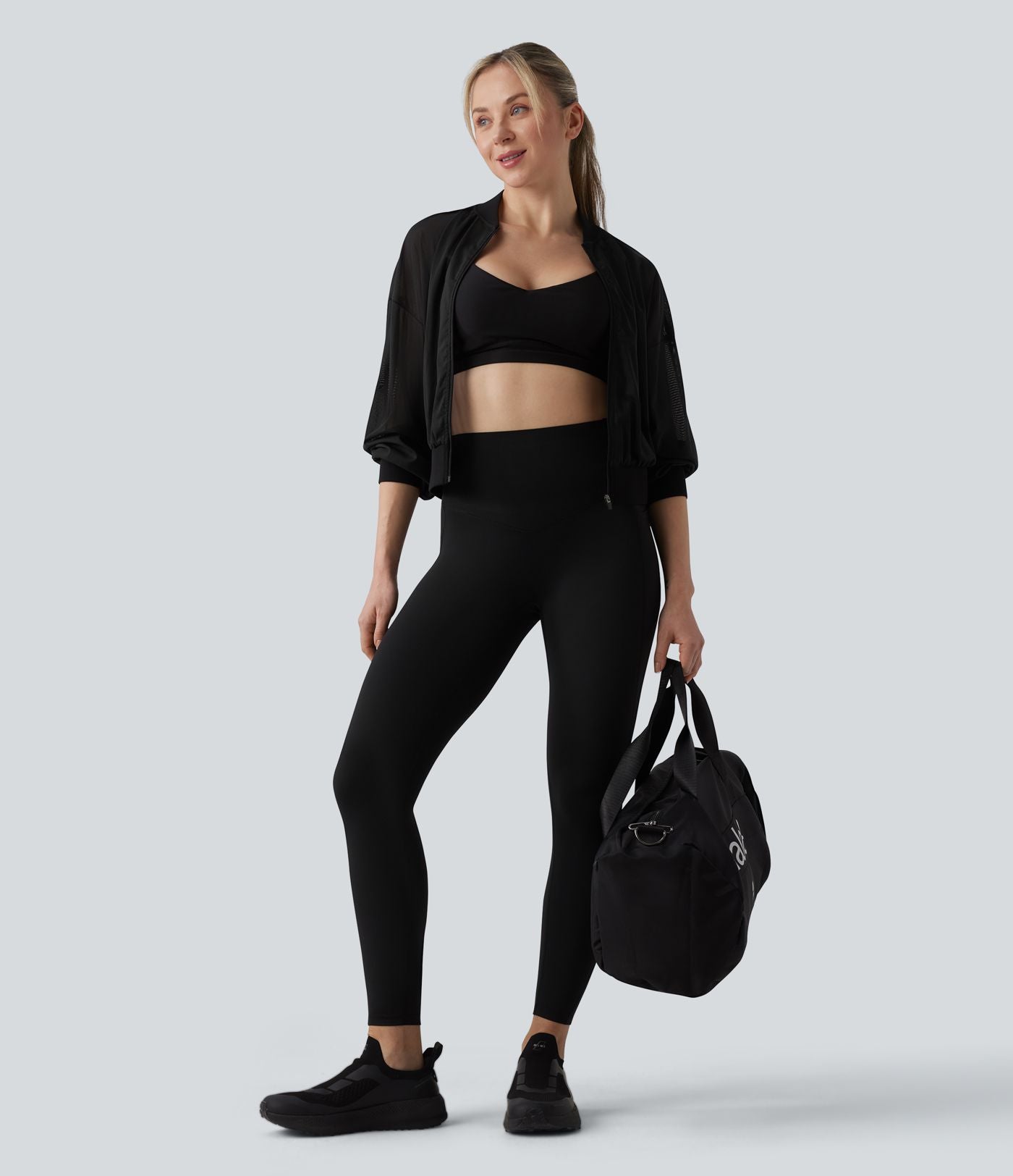 Veste bomber yoga mesh manches longues