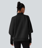 Sweat molleton col montant manches longues bishop