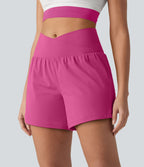 Short de yoga SoftlyZero™ Airy croisé taille haute 2-en-1 effet frais InstantCool 12,5 cm avec poches