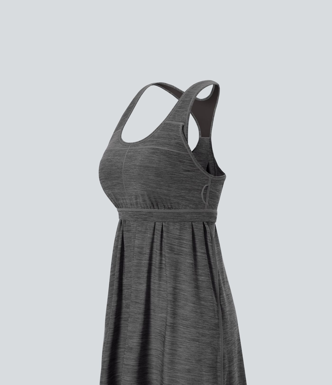 Robe active de yoga mini 2 pièces à encolure en U, dos nu, dos nageur, maille contrastante et poche latérale