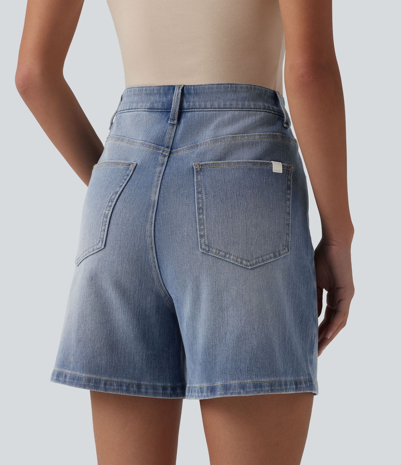 Short denim ample décontracté Halara Flex™ taille haute avec poches