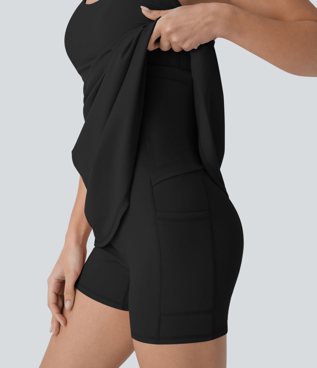 Softlyzero™ Plush Robe de danse courte dos nu avec short intégré - Version Easy Peasy