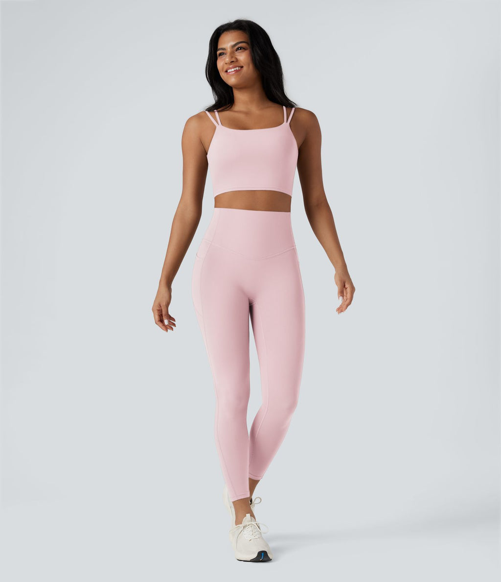 Débardeur yoga court Halara UltraSculpt™ double bretelles torsadé dos nu
