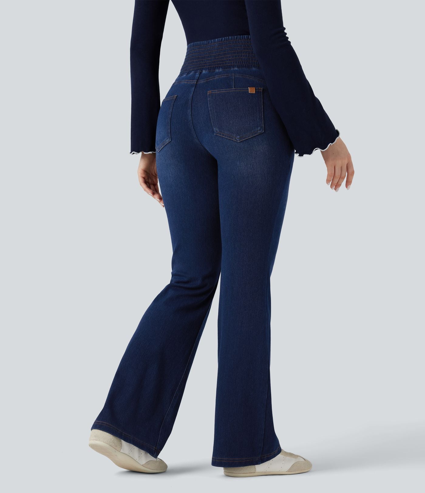 Jean évasé Halara Flex™ taille haute froncé avec poches