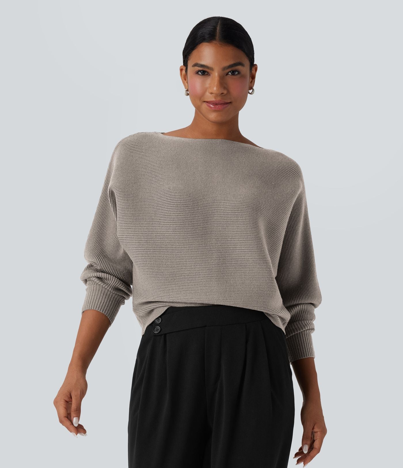 Pull décontracté col bateau manches chauve-souris