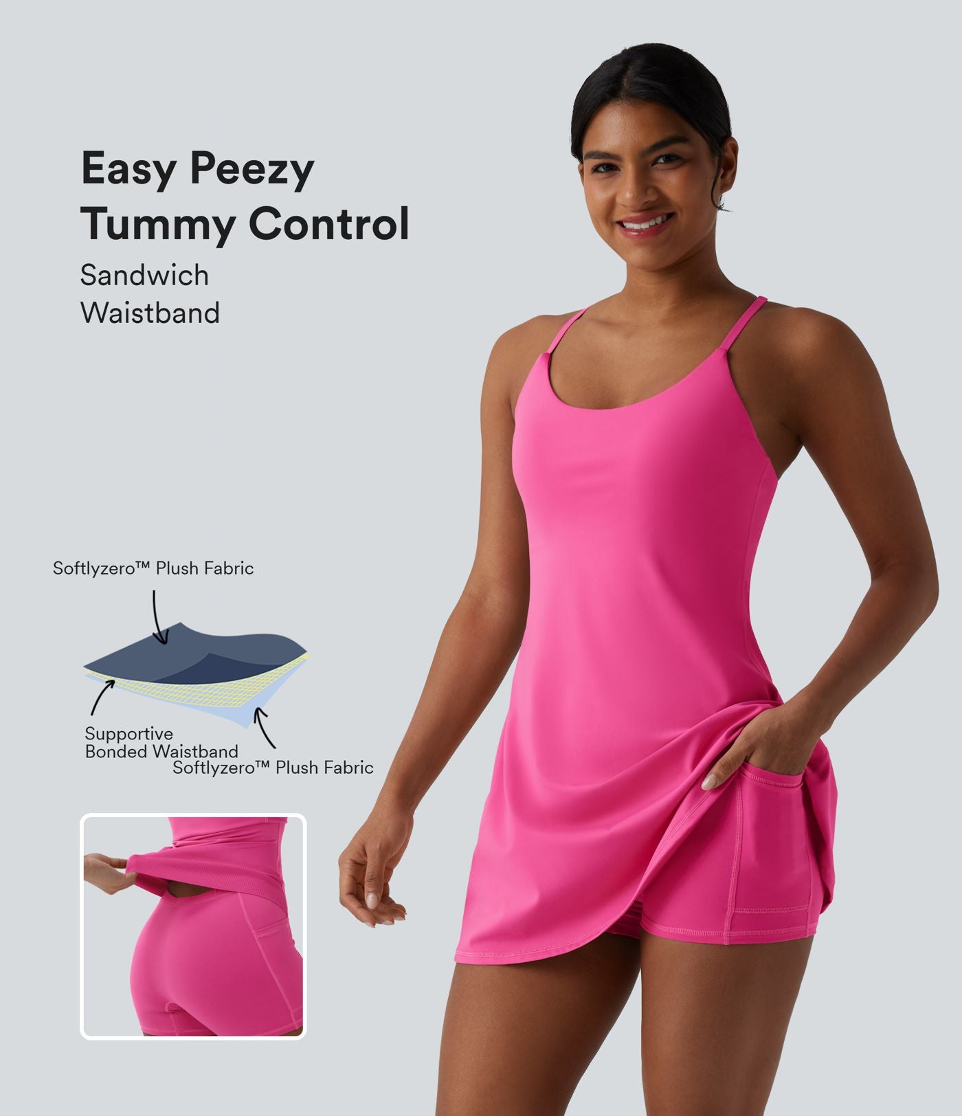 Robe sport SoftlyZero™ Plush ventre plat avec poches – Édition Easy Peasy